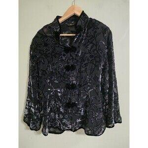 Ania. A  Vintage Silk/burnout Velvet Stylish Button Top  Goth Whimsical Event
